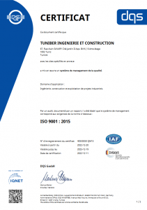 Certification ISO 9001 page 1